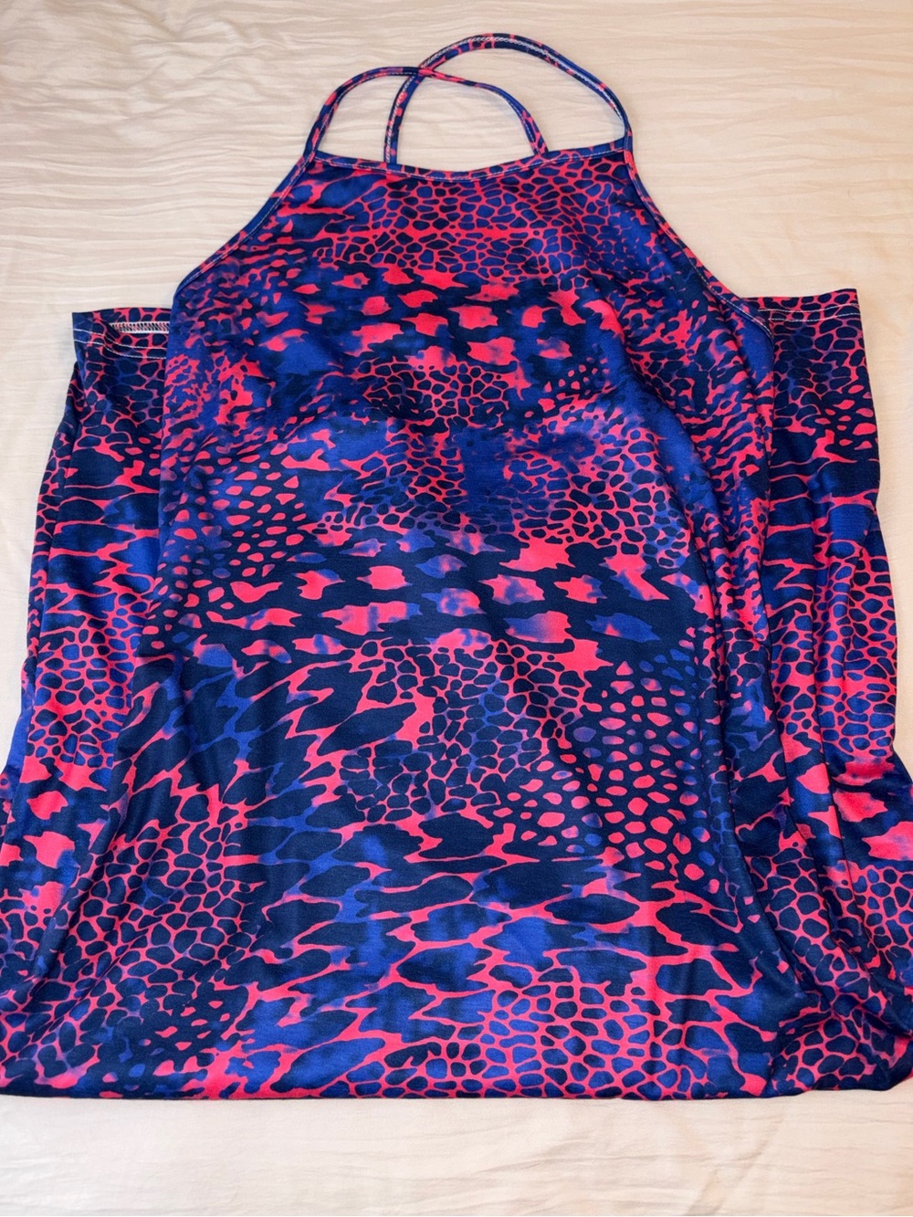 Women’s Midi Dress - Blue & Pink Animal Print